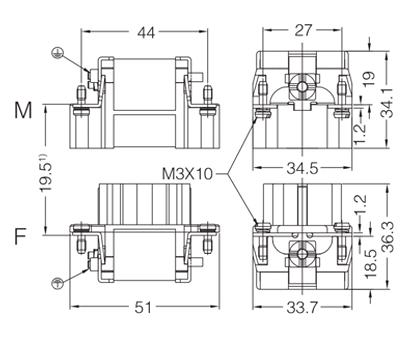 HEE-010-MC and HEE-010-FC contact distance