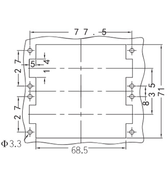 HSB-012-M and HSB-012-F Panel cut out for inserts for use without hoods and housing