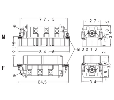 HSB-012-M and HSB-012-F contact distance